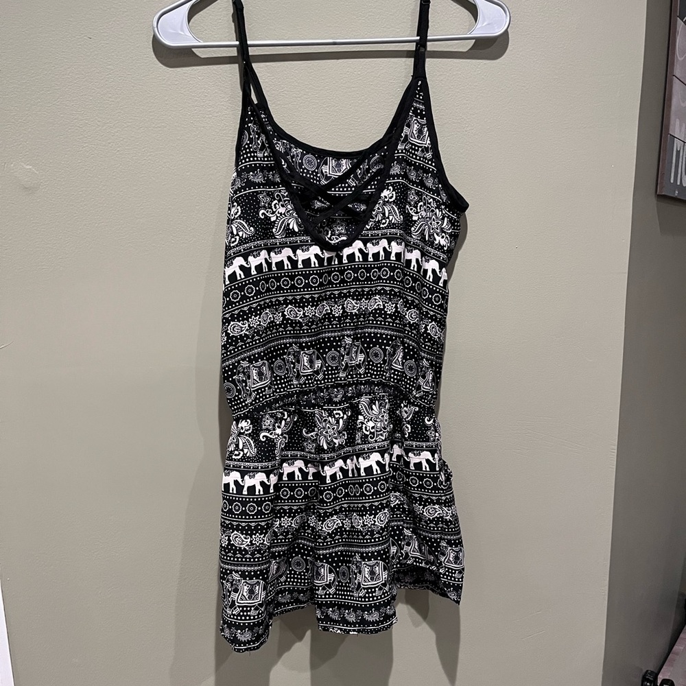 Elephant Pattern Romper Black White Boutique Summ… - image 1
